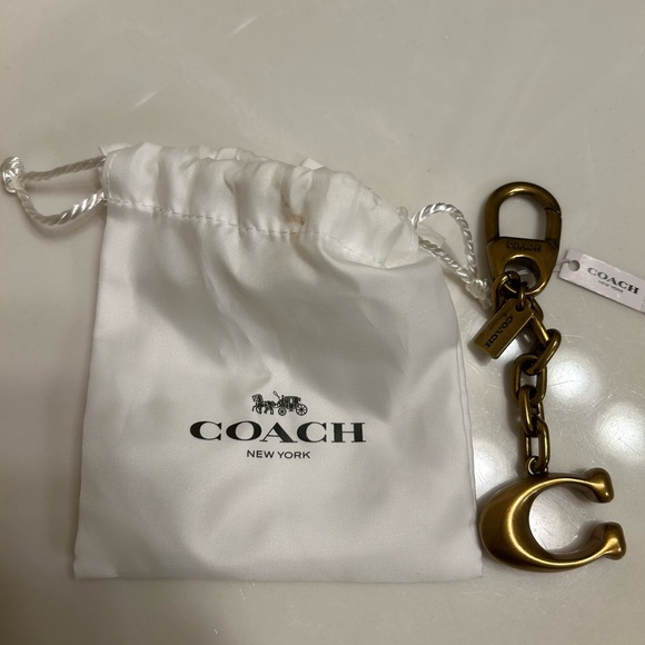 Coach Other - Coach Gold C Keychain with White Pouch